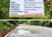 Proyek pembangunan jalan menuju Rumah Potong Hewan (RPH) di RT 08, Kelurahan Joko Boyo, Kecamatan Lubuklinggau Utara II,,kamis 09/10/2025: