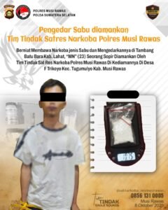 Terus bergerak melaksanakan penegakan hukum pidana penyalahgunaan Narkotika, Satuan Reserse Narkoba Polres Musi Rawas, kamis 09/10/2025