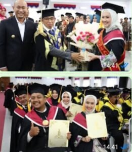 Wali Kota Lubuk Linggau, H Rachmat Hidayat menghadiri Sidang Senat Terbuka Wisuda Sarjana (S1) dan Magister (S2) Universitas Bina Insan, Selasa 14/10/2025: