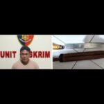 TERSANGKA- Asnawi (42) berikut barang bukti yang digunakan tersangka untuk lakukan penganiayaan: Sabtu 04/10/2025: