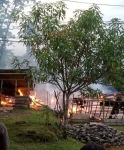 KEBAKARAN HANGUSKAN DUA RUMAH KAYU DI DESA SUKU CINTA, PENYEBAB MASIH DISELIDIKI,rabu 19/11/2025: