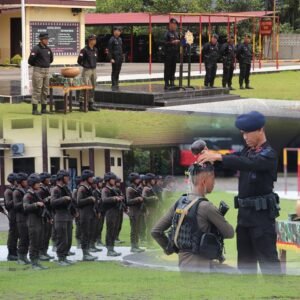Satbriob Polda Sumsel Batalyon B Pelopor Gelar Apel Tradisi Penerimaan Bintara dan Tamtama Remaja,