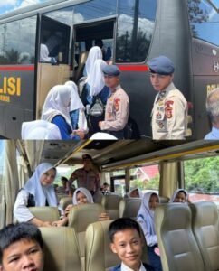 Satbrimob Polda Sumsel Batalyon B Pelopor Hadirkan Layanan “Bus Sekolah Gratis” untuk Pelajar Lubuklinggau, Senin 08/12/2025: