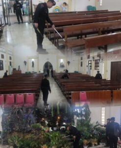 jelang Natal 2025, Unit Komposit Batalyon B Pelopor Laksanakan Sterilisasi Gereja di Lubuklinggau,,