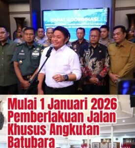 Nah…Mulai 1 Januari 2026 Pemberlakuan Jalan Khusus Angkutan Batubara, Selasa 30/12/2025
