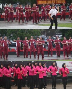 Jaga Kebugaran dan Kebersamaan, Satbrimob Polda Sumsel Batalyon B Pelopor Bersama Bhayangkari Gelar Senam Bersama,,,
