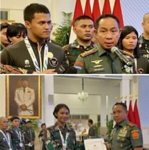 Panglima TNI Jenderal Agus Subiyanto memberikan kenaikan pangkat kepada sejumlah anggota peraih medali di SEA Games 2025,,kamis 08/01/2025: