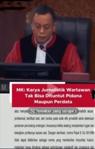 Putusan penting kembali ditegaskan oleh Mahkamah Konstitusi (MK) yang mengabulkan sebagian permohonan uji materiil dari Ikatan Wartawan Hukum,, Selasa 20/01/2026: