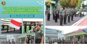 Tegaskan Komitmen Pengabdian Prajurit, Kodam II/Sriwijaya Gelar Upacara Bendera Mingguan, Senin 26/01/2026: